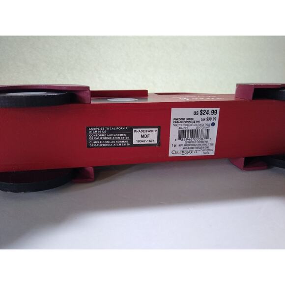 Christmas Farm Wooden Red Truck Ornament with Bottle Brush Trees Christmas Decor - Picture 7 of 7